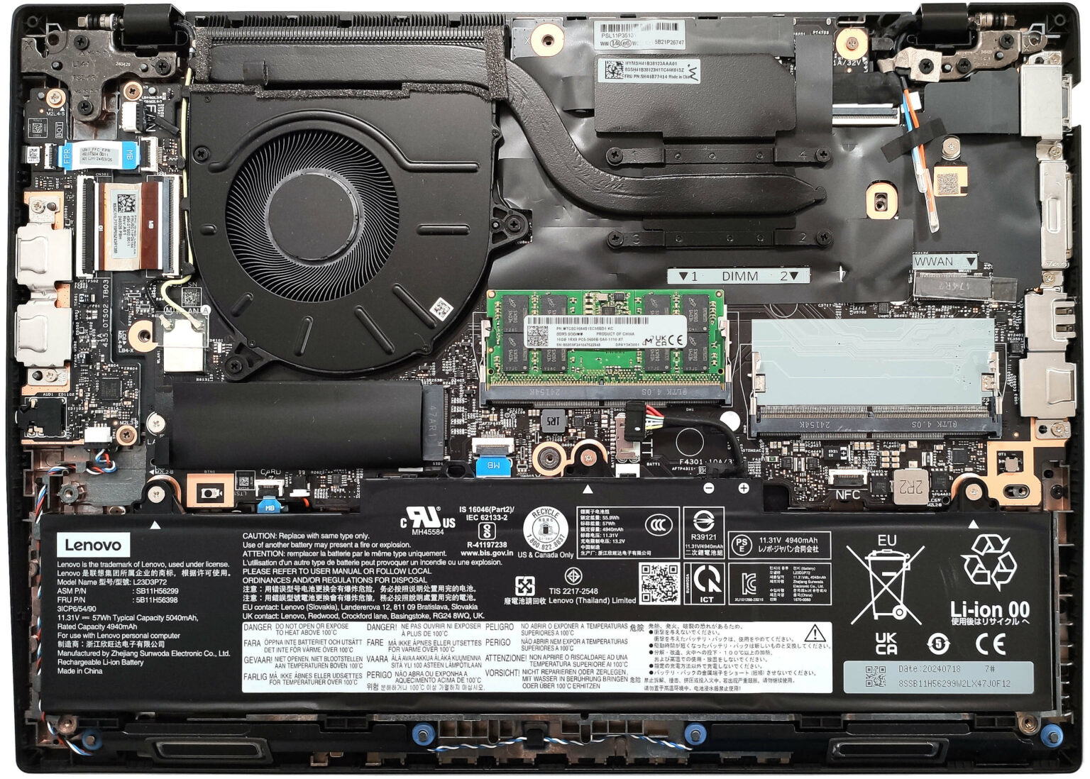 Internal Photo of Lenovo ThinkPad L14 Gen 5 21L1 21L2 21L5 21L6 CPU fan original (ThinkPad L14 Gen 5)